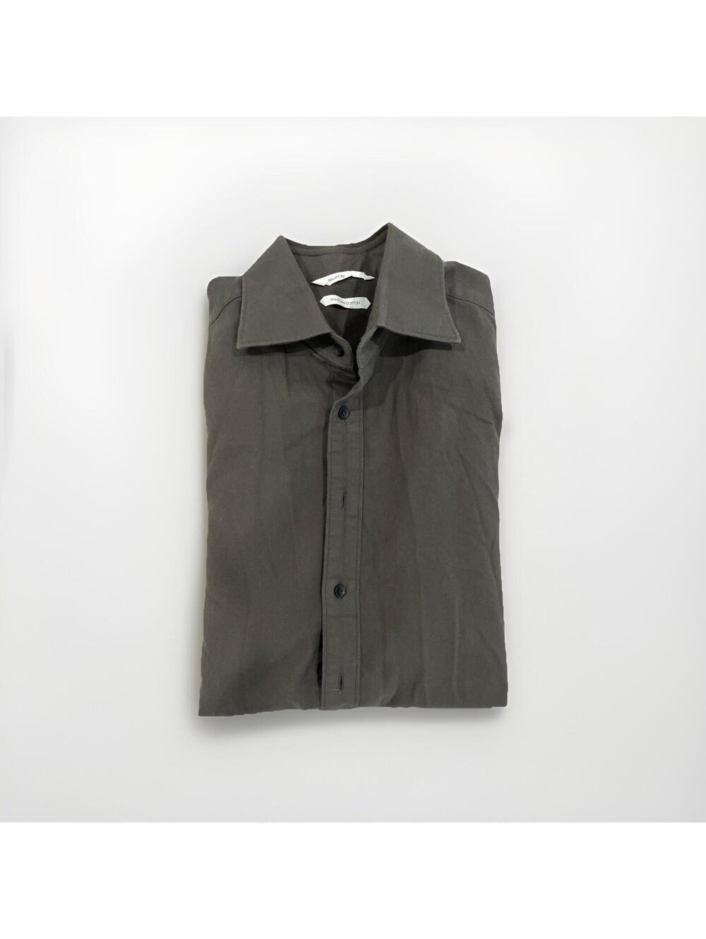 SUITSUPPLY MENS DRESS SHIRT 15.5 MEDIUM EGYPTIAN DARK BROWN COTTON VGC!